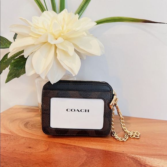 NWT Coach Zip Card Case In Blocked Signature Canvas - Picture 2 of 7